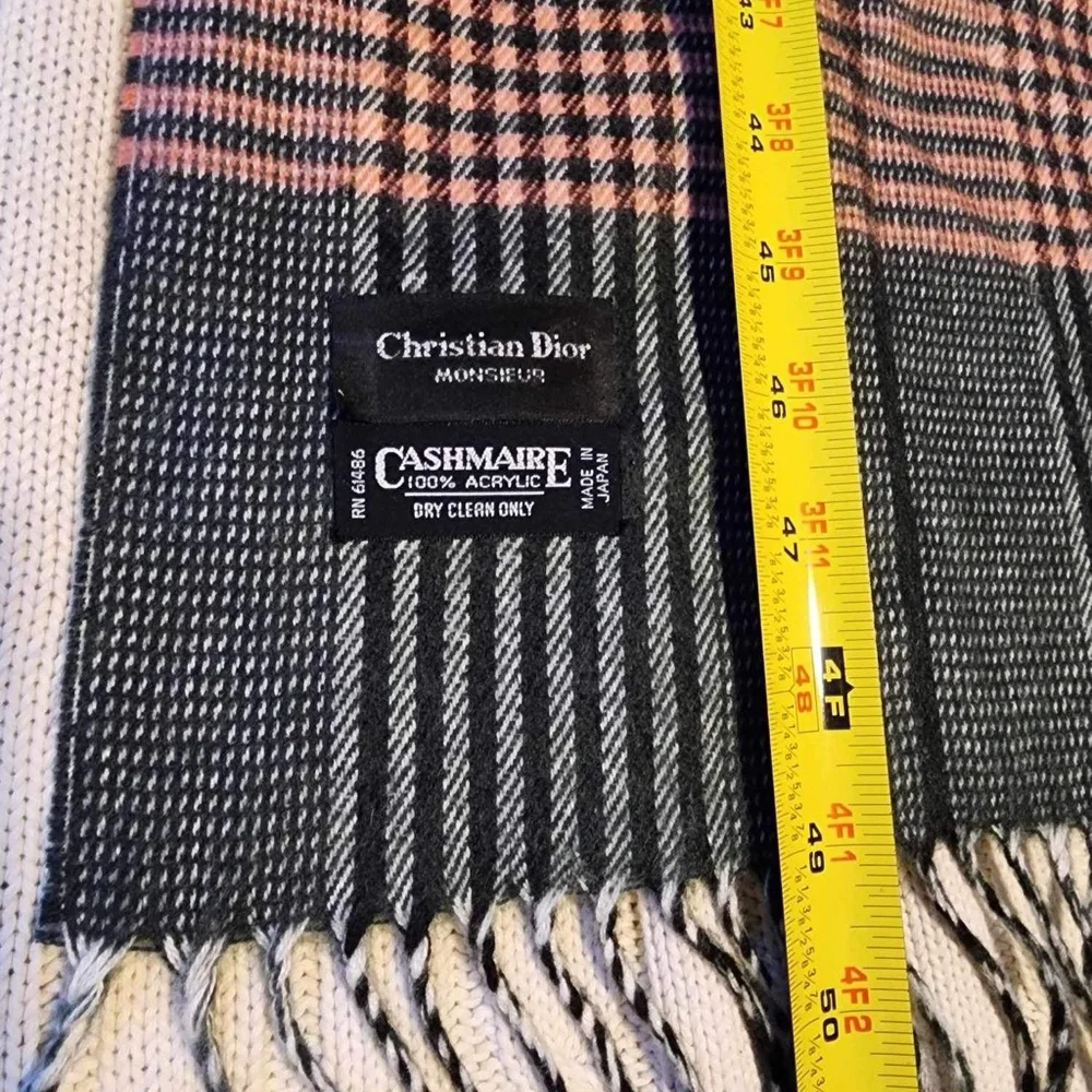 Vintage Christian Dior Plaid scarf in pink and gray
